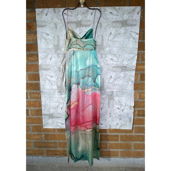 retrofete Marlene Dress in Watercolor Marble silk size medium - Picture 8 of 13